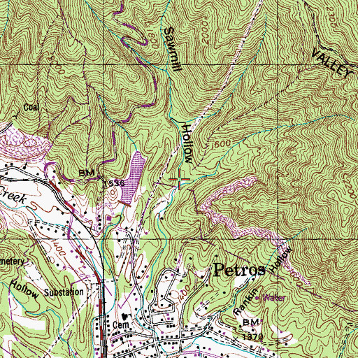 Topographic Map of Sawmill Hollow, TN