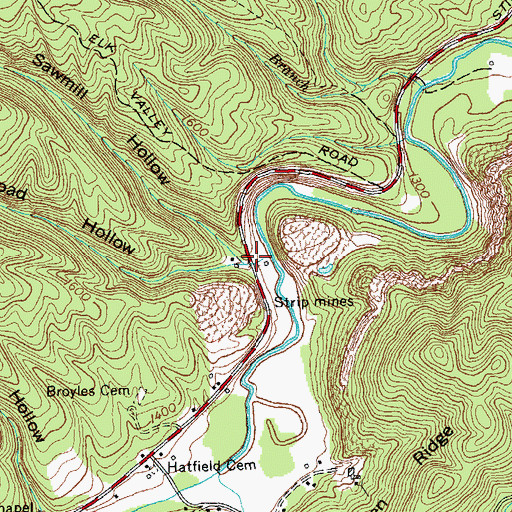 Topographic Map of Sawmill Hollow, TN