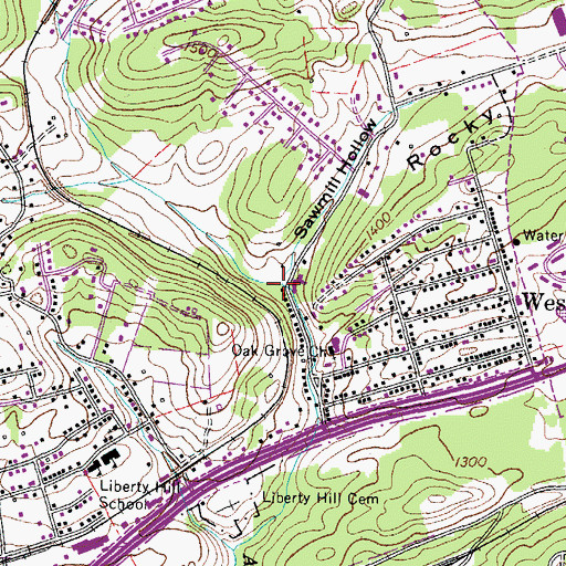 Topographic Map of Sawmill Hollow, TN