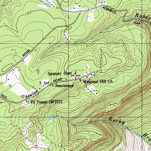 Topographic Map of Sawyer Cemetery, TN