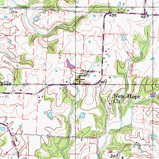 Topographic Map of Sawyer Cemetery, TN