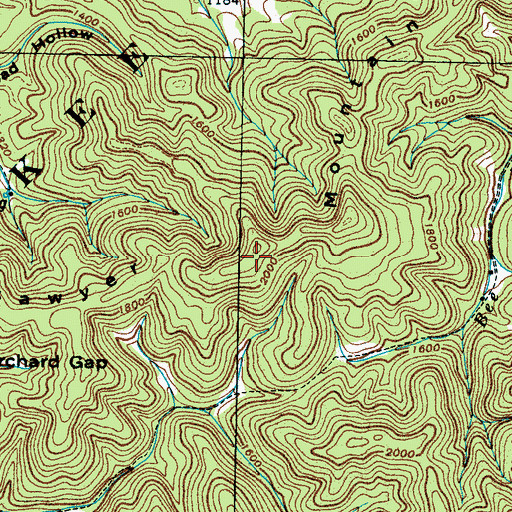 Topographic Map of Sawyer Mountain, TN