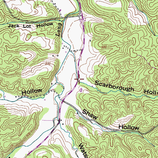 Topographic Map of Scarborough Hollow, TN