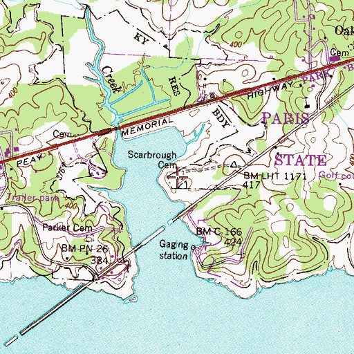 Topographic Map of Scarbough Cemetery, TN