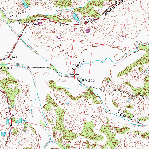 Topographic Map of Scawley Creek, TN