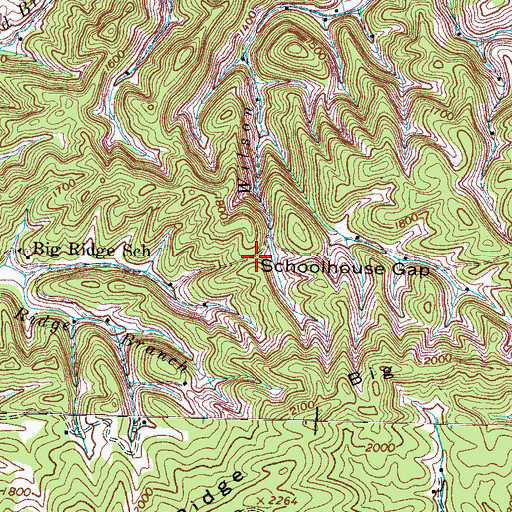 Topographic Map of Schoolhouse Gap, TN