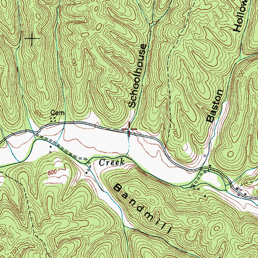 Topographic Map of Schoolhouse Hollow, TN