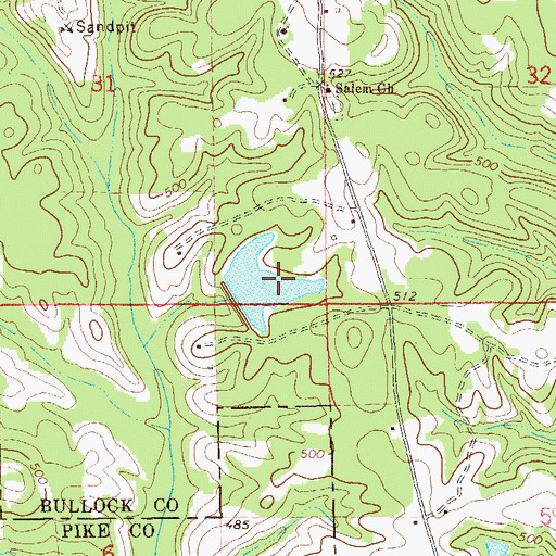 Topographic Map of Bear Pond Dam, AL