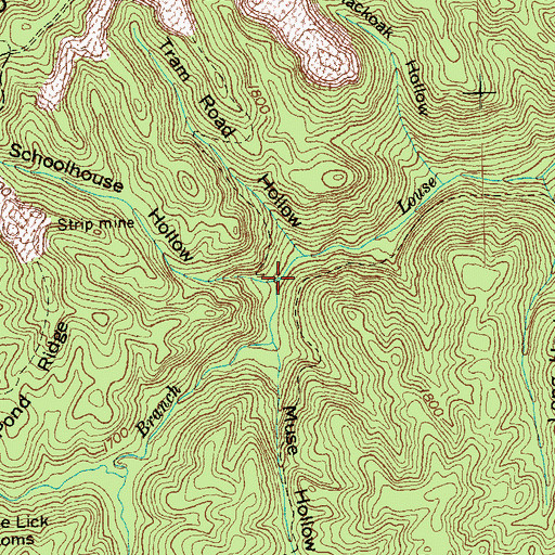 Topographic Map of Schoolhouse Hollow, TN