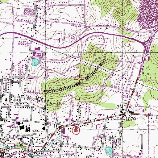 Topographic Map of Schoolhouse Mountain, TN