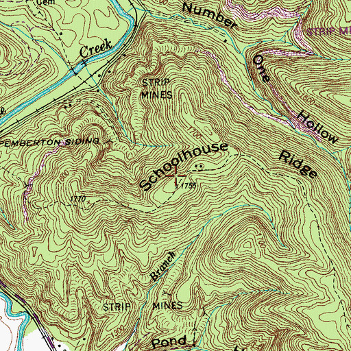 Topographic Map of Schoolhouse Ridge, TN