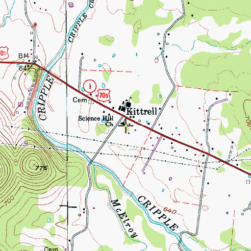 Topographic Map of Science Hill Church, TN