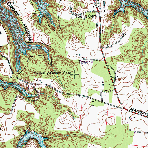 Topographic Map of Scivally-Green Cemetery, TN