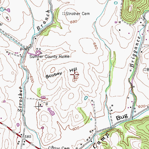 Topographic Map of Scobey Hill, TN