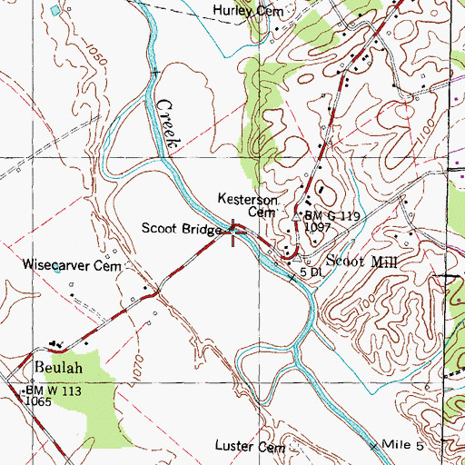 Topographic Map of Scoot Bridge, TN