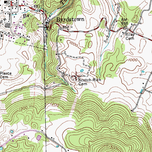 Topographic Map of Scotch-Rich Cemetery, TN