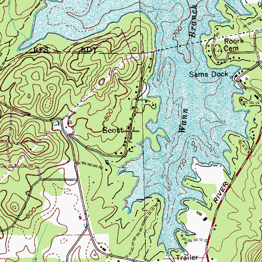 Topographic Map of Scott, TN