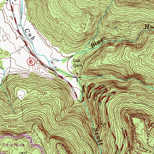 Topographic Map of Scott Branch, TN