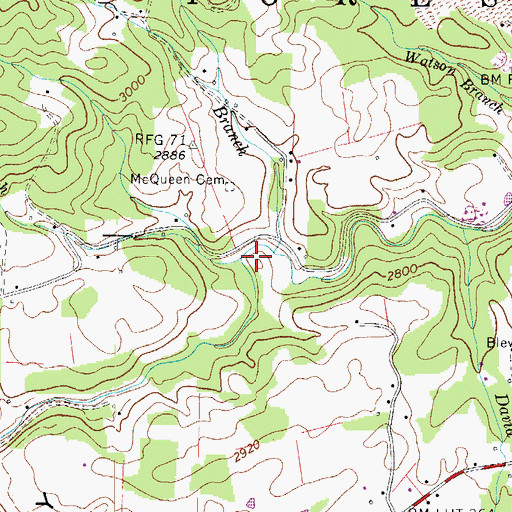Topographic Map of Scott Branch, TN