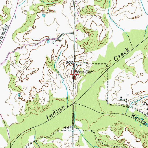 Topographic Map of Scott Cemetery, TN