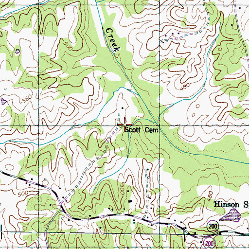 Topographic Map of Scott Cemetery, TN