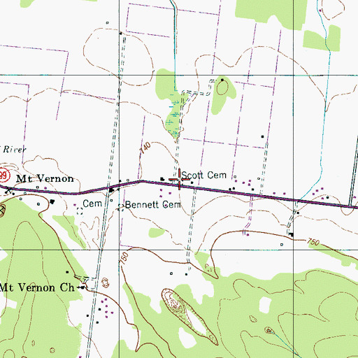 Topographic Map of Scott Cemetery, TN