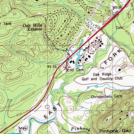 Topographic Map of Scott Cemetery, TN