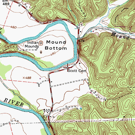 Topographic Map of Scott Cemetery, TN
