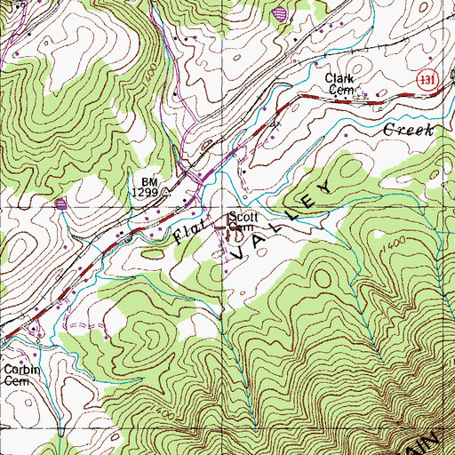 Topographic Map of Scott Cemetery, TN