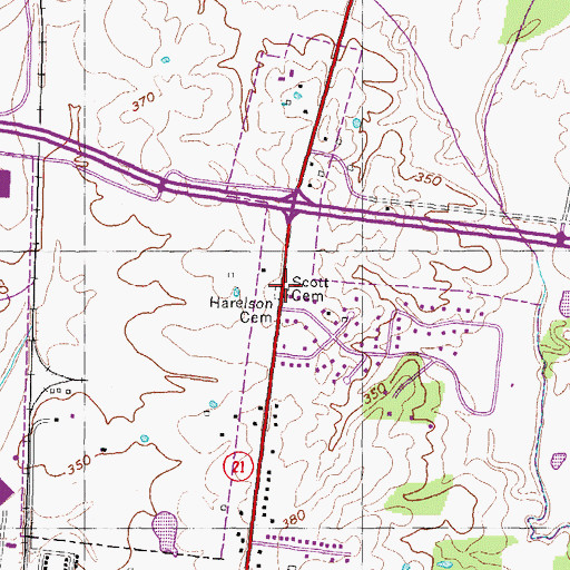 Topographic Map of Scott Cemetery, TN