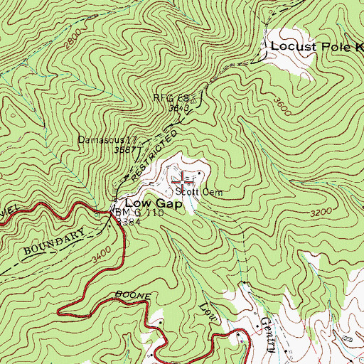 Topographic Map of Scott Cemetery, TN