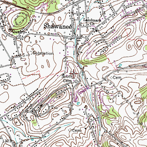 Topographic Map of Scott Cemetery, TN