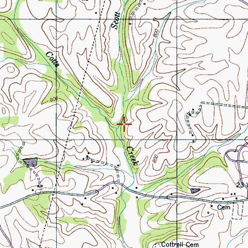 Topographic Map of Scott Creek, TN