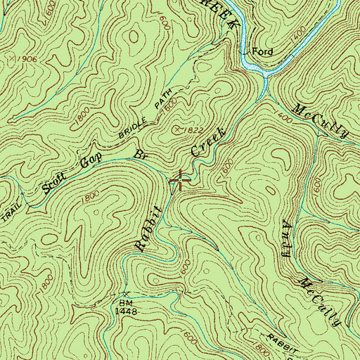 Topographic Map of Scott Gap Branch, TN