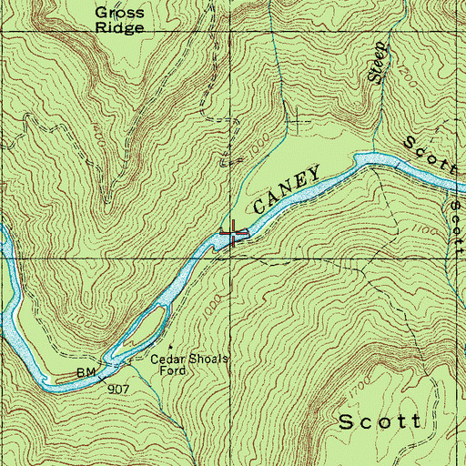 Topographic Map of Scott Gulf, TN
