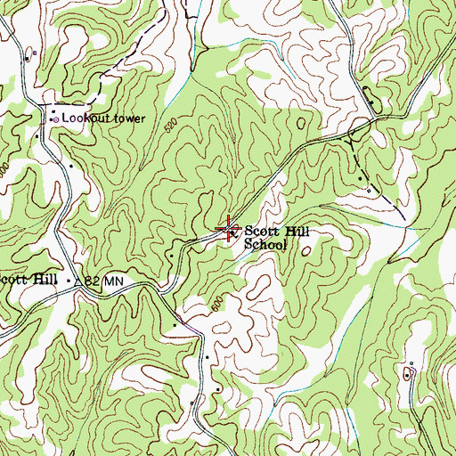 Topographic Map of Scott Hill School, TN