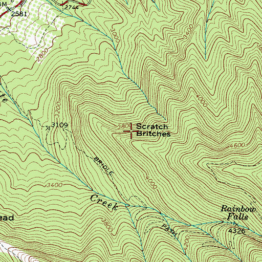 Topographic Map of Scratch Britches, TN