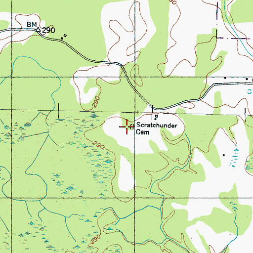 Topographic Map of Scratchunder Cemetery, TN