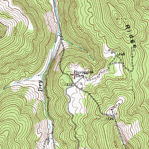 Topographic Map of Scroggins Cemetery, TN