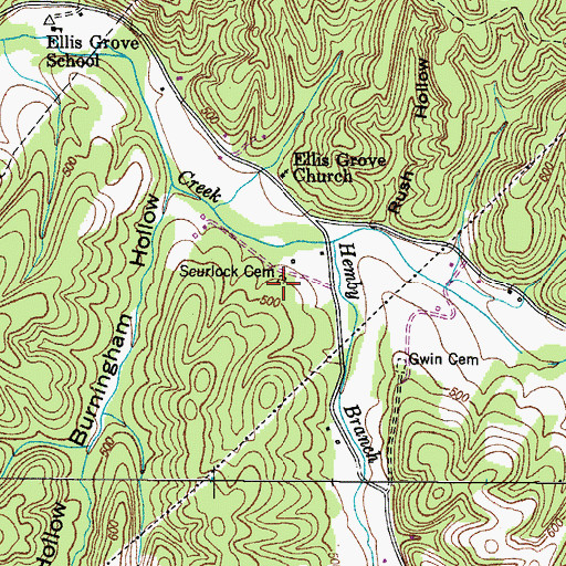Topographic Map of Scurlock Cemetery, TN