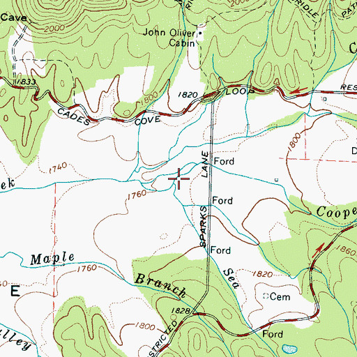 Topographic Map of Sea Branch, TN