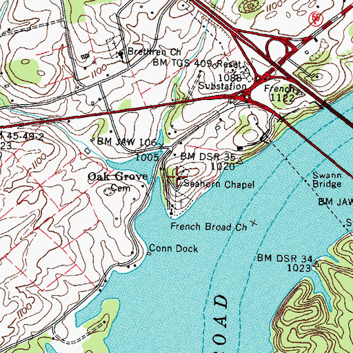 Topographic Map of Seahorn Chapel, TN