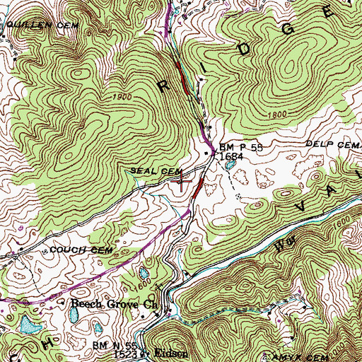 Topographic Map of Seal Cemetery, TN