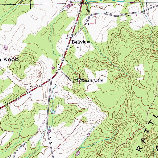 Topographic Map of Seals Cemetery, TN