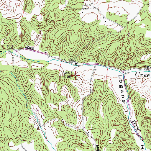 Topographic Map of Seals Cemetery, TN