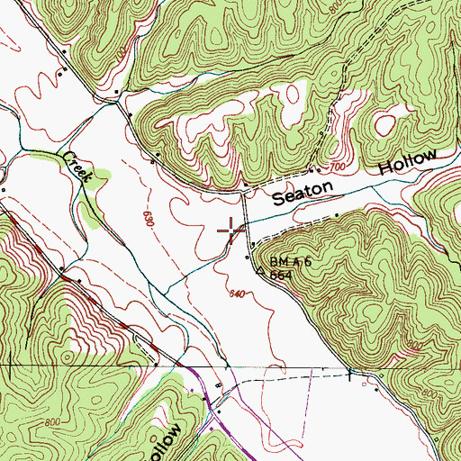 Topographic Map of Seaton Hollow, TN