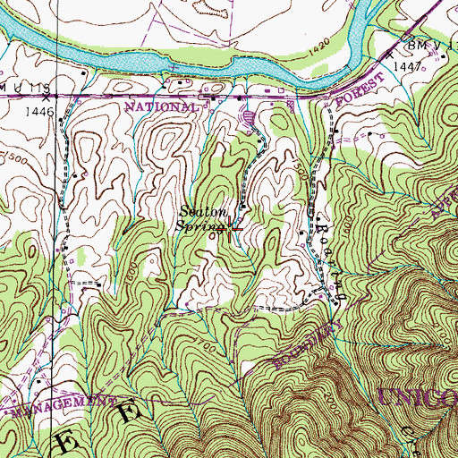 Topographic Map of Seaton Spring, TN