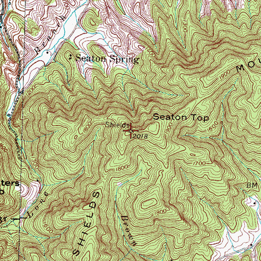 Topographic Map of Seaton Top, TN