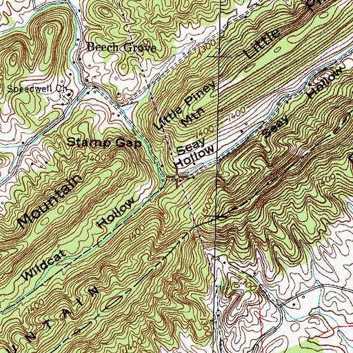 Topographic Map of Seay Hollow, TN