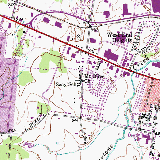 Topographic Map of Seay School, TN
